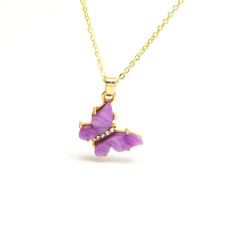 NZ1180 new arrival fashion stainless steel ladies O chain brass with CZ butterfly pendant women necklace