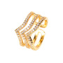 RM1189 Dainty Delicate  Minimalist Gold Plated CZ Micro Pave Triple Strand Chevron V Crown Stack Rings for Ladies