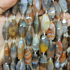 AB0662 Newest coffee rough faceted dyed agate long oval Nugget beads