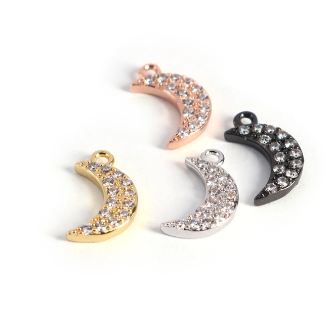 CZ7519 CZ Tiny Crescent Moon Charm,Mini Cubic Zirconia Crescent Moon Charms, Dainty CZ Moon Charms