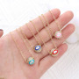 NZ1302 18K Gold Enamel Turkish Evil Eyes Ball Stainless Steel Chain Protection Necklace