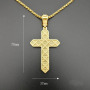 NS1148 fashion hiphop 18K gold plated stainless steel box chain necklace, charm stainless steel CZ cross pendant men necklace