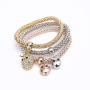 BT1006 Fashion Silver Rose Gold Gold Plated Popcorn Corn Chain Stacking Bracelet with Crystal Pave Butterfly Charm