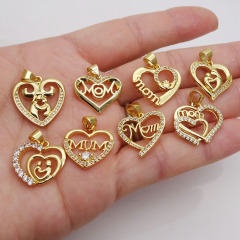 CZ8533 18K Gold Plated Diamond CZ Crystal Pave Mom Mama Pendants,Mother's Day Jewelry Gift