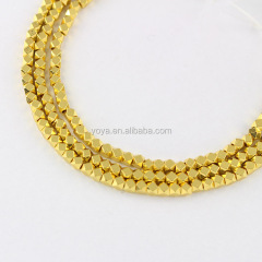 JS1222 Tiny Mini 3mm Gold Metal Faceted Cube Nugget Beads,3mm Square Cube Spacer Beads