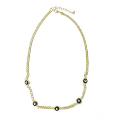 NM1179  New design 18K gold  plated chain with color evil eyes  beaded  choker necklace gifts for lady