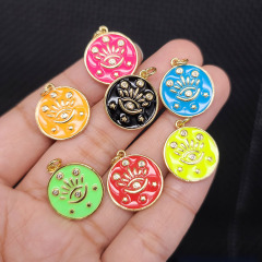 CZ8420 new 18k Gold Plated brass metal CZ diamond pave colored evil eyes enamel charms Pendant
