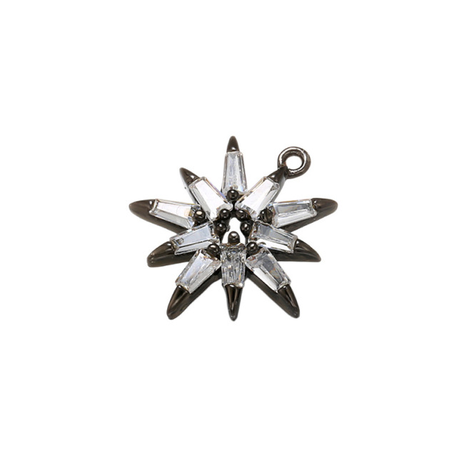 CZ7881 Chic Diamond Jewelry Charm CZ Micro Pave Flower Petal Charm Pendants