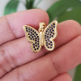 CZ8323 18k Gold Plated CZ Zircon Micro Pave Crystal Rhinestone Butterfly Charm Pendant for Necklace Jewelry Making