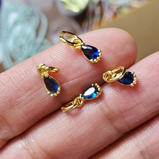 Tiny 18K Gold Plated CZ Cubic Zirconia Micro Pave Drop Charms ,Mini Teardrop Charm Pendant For Necklace Earring Jewelry Making