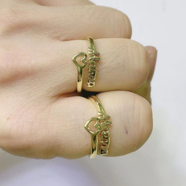 RM1178 Dainty Gold Plated Diamond CZ Micro Pave Heart Mom Stackable Rings for Ladies