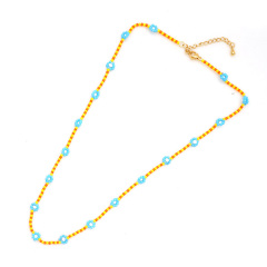 NG1009  New design tiny miyuki seed beads brass sunflower chain necklace gifts for lady
