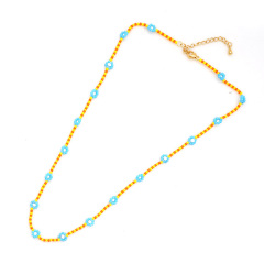 NG1009 New design tiny miyuki seed beads brass sunflower chain necklace gifts for lady