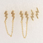 EC1655 Gold CZ Heart Star Butterfly Lightning Bolt with Chain Stud Earring,double piercing threader earrings, Chain Double Studs