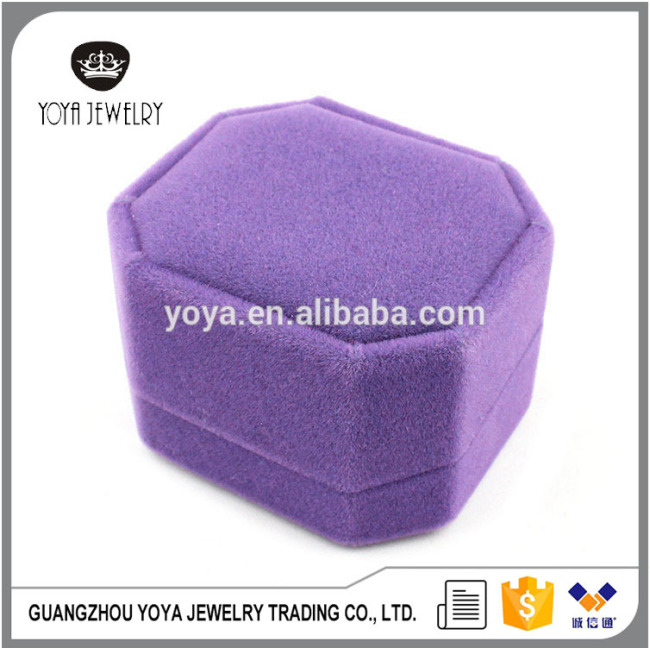BP1023 Noble Purple Velvet Ring Box,Octagon Velvet Jewelry Package Gift Box In Hotsale