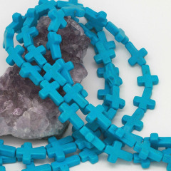 TB0159 Mixed Color Howlite Turquoise Cross Beads