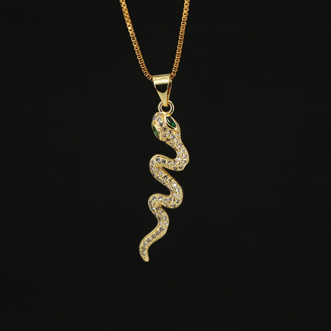 NZ1079 New Diamond Women's Snake Jewelry Chic Cubic Zirconia CZ Micro Pave Snake Pendant Designer Necklace