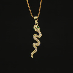 NZ1079 New Diamond Women's Snake Jewelry Chic Cubic Zirconia CZ Micro Pave Snake Pendant Designer Necklace