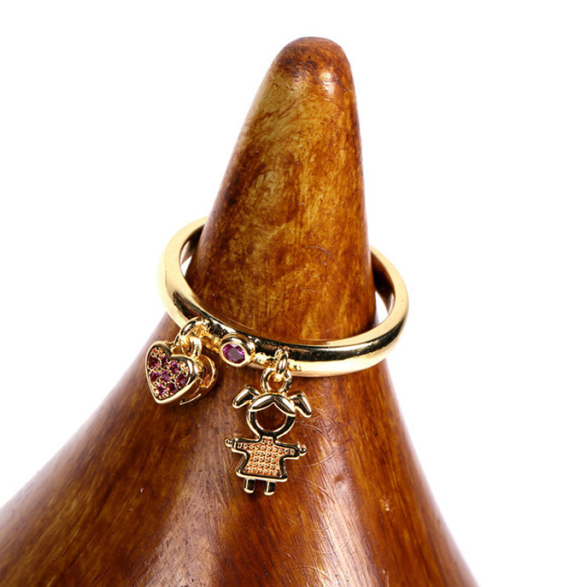 RM1316 Hot Selling 18K gold plated brass CZ diamond micro pave boy and girl kids Children metal stackable Rings for Ladies