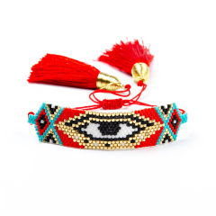 BG1040 Chic Miyuki Seed Loom Beads Bracelet Woven Good Luck Spiritual  Evil Turkish Eye Adjustable Amulet Charms Bracelet