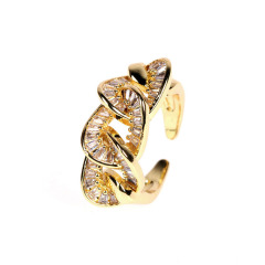 RM1382 Chic 18k gold CZ Baugette Cluster Heart Spike Rings For Ladies Girls