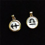 JF7344 18K Gold Plated Hollow Horoscope Zodiac Sign Round Coin Disc Charm Pendant for Necklace