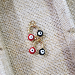 JS1535 Fashion Enamel Double Evil Eyes Horseshoe U shapeed Charm pendant findings for necklace jewelry making