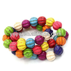 TB0199 Multicolor Turquoise Pumpkin Shape Beads