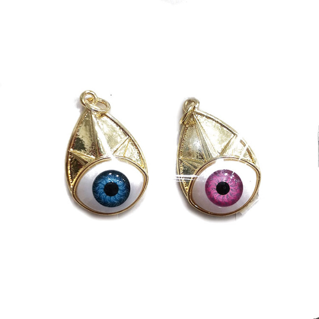 CZ8344 Good Luck & Protection Symbol 18K Gold Plated Cz Evil Eyes Charm, Micro Pave Greek Eye Charm Pendant