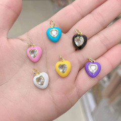 CZ8528 2022 New Dainty Rainbow Jewelry supplies Enamel Rainbow CZ Pave Heart Charms Pendants For Love Jewelry making CZ8528 2022 New Dainty Rainbow Jewelry supplies Enamel Rainbow CZ Pave Heart Charms Pendants For Love Jewelry making