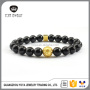 BN1003 Newest Plated Matte Gold Mantra Focal Bead Bracelet , Natural Elastic Onyx Beads Bracelets