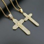 NS1148 fashion hiphop 18K gold plated stainless steel box chain necklace, charm stainless steel CZ cross pendant men necklace