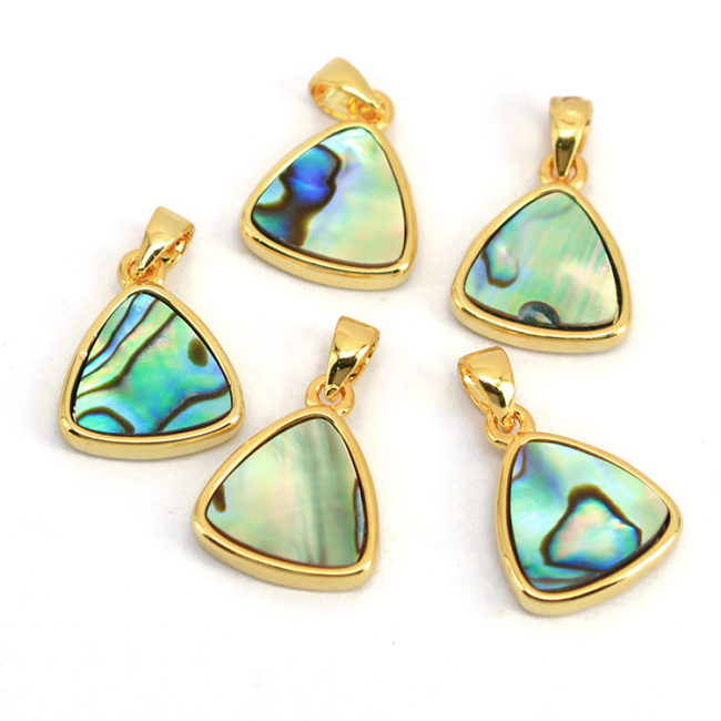 JF7280 2019 Dainty Small Faceted Natural Gem stone Triangle Pendants,Gold Bezel Semiprecious Stone Trillion Pendants