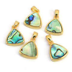 JF7280 2019 Dainty Small Faceted Natural Gem stone Triangle Pendants,Gold Bezel Semiprecious Stone Trillion Pendants