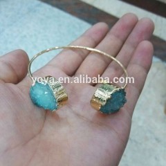 BRH1434 Fashion Gold Electroplated Druzy Drusy Cuff Bracelet Bangle