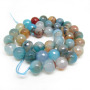 AB0384 Hot Sale Faceted Light Blue Dragon Veins Agate Round Beads
