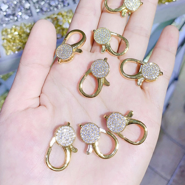 CZ8188 18k Gold Plated Diamond CZ Micro Pave Teardrop Lobster Claw Clasp, Cubic Zirconia Pave Lobster Clasps,CZ Jewelry Clasp
