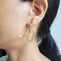 EC1645 2020 Womans Fashion CZ Micro Pave Rectangle Clasps Charm Huggie Earrings