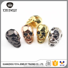 CZ6831 Hot sale CZ Micro Pave Silver Faceted Skull Beads,Men's Bracelet Supplies,Men's Jewelry Accessory
