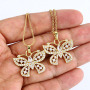 NZ1125 Chic Bling Blingbling Iced Out CZ Zircon Micro Pave Butterfly Charm Pendant Chain Necklace for Women