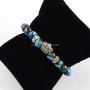 BRP1546  Custom made natural Jasper Agate Amazonite Howlite Stone Beaded Bracelet with Gold Hammered Disc Charm
