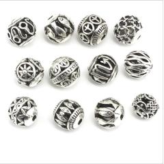 JS1341 Wholesale Jewelry Findings Tibetan Antique Silver Beads,  Hollow Round Metal Spacer Beads
