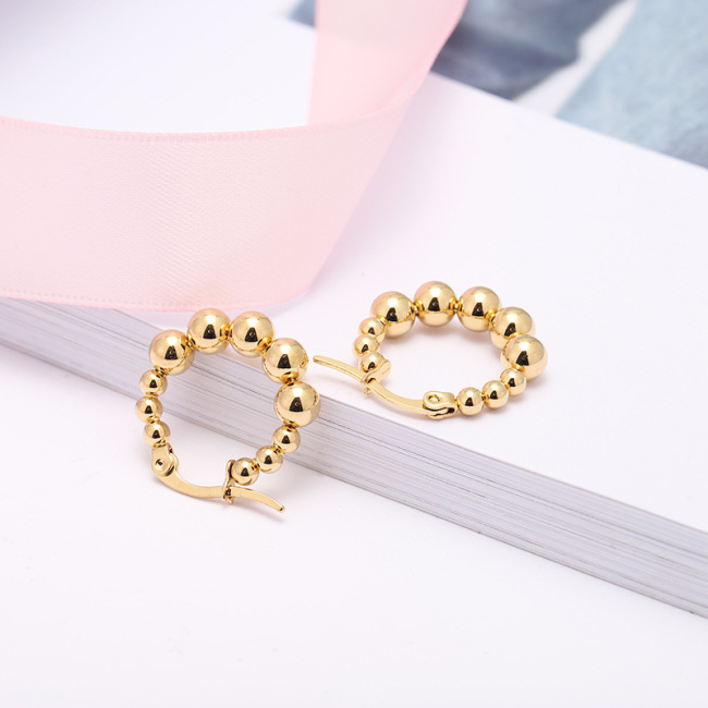 ES1071New Arrival Stainless steel women earring gold small ball earring hoop for ladies