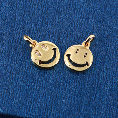 JS1533 18k Gold Plated Smiley Smile Face Charm Pendants for Bracelet Necklace Earring Making Supplies