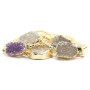 BRH1207 Trendy Tiny Gold Metal Beaded Sparkly Agate Druzy bangle bracelet for women