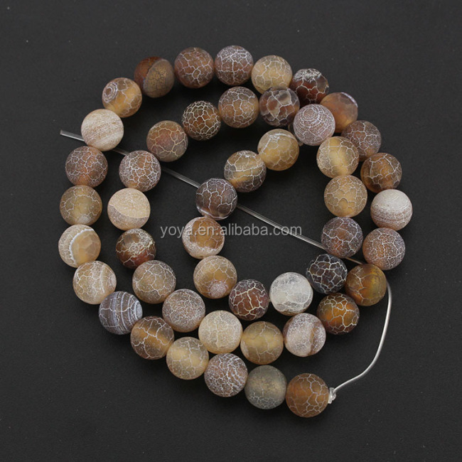 AB0553 Best selling coffee weathered frosted agate beads,brown frost matte dragon vein agate stone beads