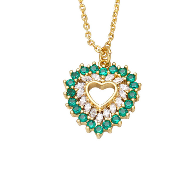 NZ1333 New 18k Gold Plated Chic Cubic Zirconia CZ Micro Pave Open Love Heart Pendant Chain Necklace,Valentine's Day Gift