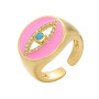 RM1240 Brass Metal CZ diamond micro pave evil eyes enamel adjustable cuff Rings