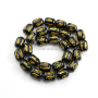 AB0687 Gold Mantra Carved Black Agate Barrel Beads,Tibetan om mantra etched black agate barrel beads