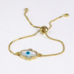 BC1075 Chic Dainty Zircon CZ Paved White Shell MOP Evil Eyes Lucky Chain Protection Bracelets for Women Ladies